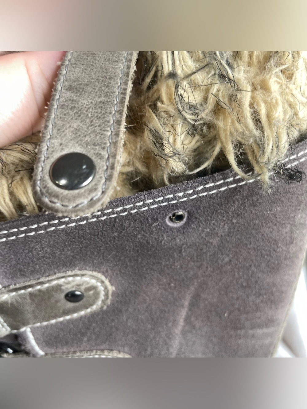SOREL Joan Of Arctic Women's Boots 7 Gray Suede Waterproof Snow Faux Fur FLAWS - Picture 4 of 9